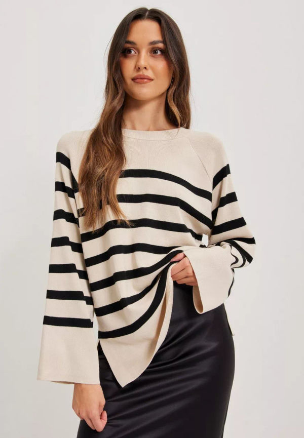 Object Collectors Item - Stickade tröjor - Sandshell Black - Objester Ls Knit Top Noos - Tröjor - Knitted sweaters