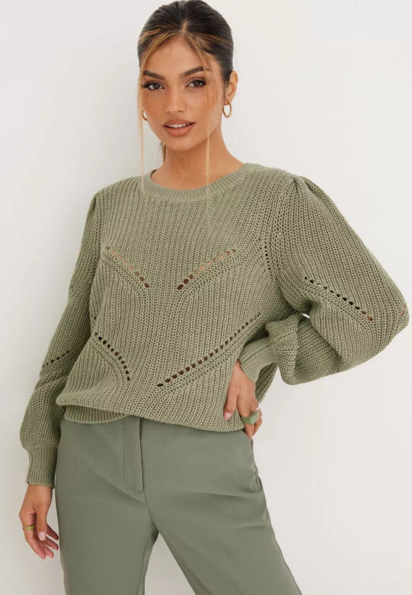 Object Collectors Item - Stickade tröjor - Seagrass - Objlana L/S Knit Pullover Noos - Tröjor - Knitted sweaters