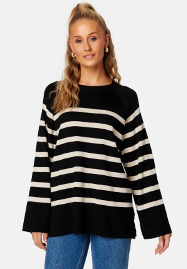 Object Collectors Item Ester LS Knit Top Black Stripes:Sandsh XL