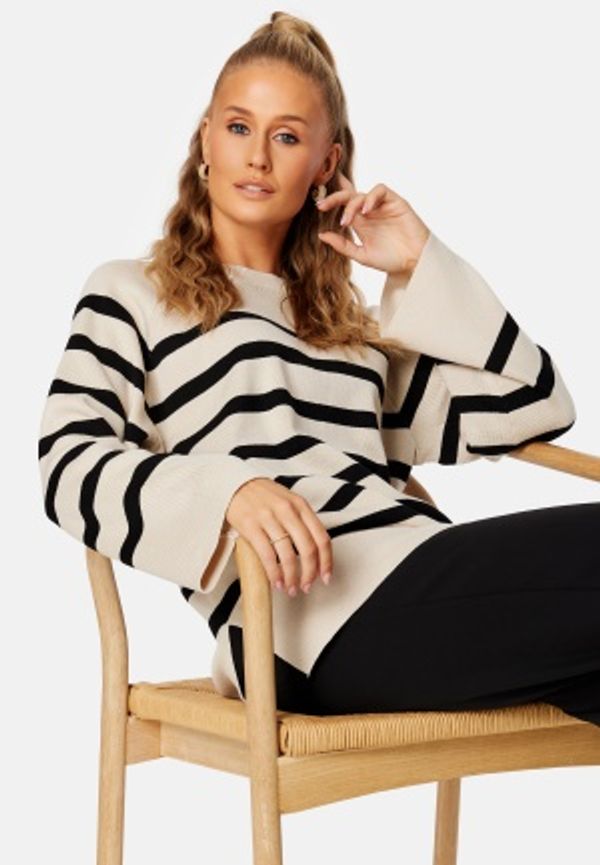 Object Collectors Item Ester LS Knit Top Sandshell Stripes:Bl L