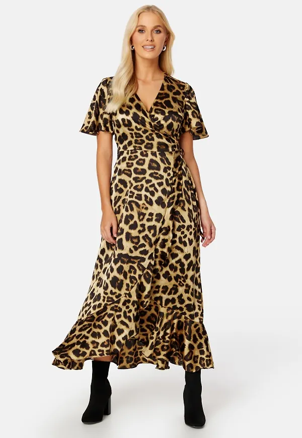 Object Collectors Item Green Papaya Wrap Dress Black AOP:Leo 44