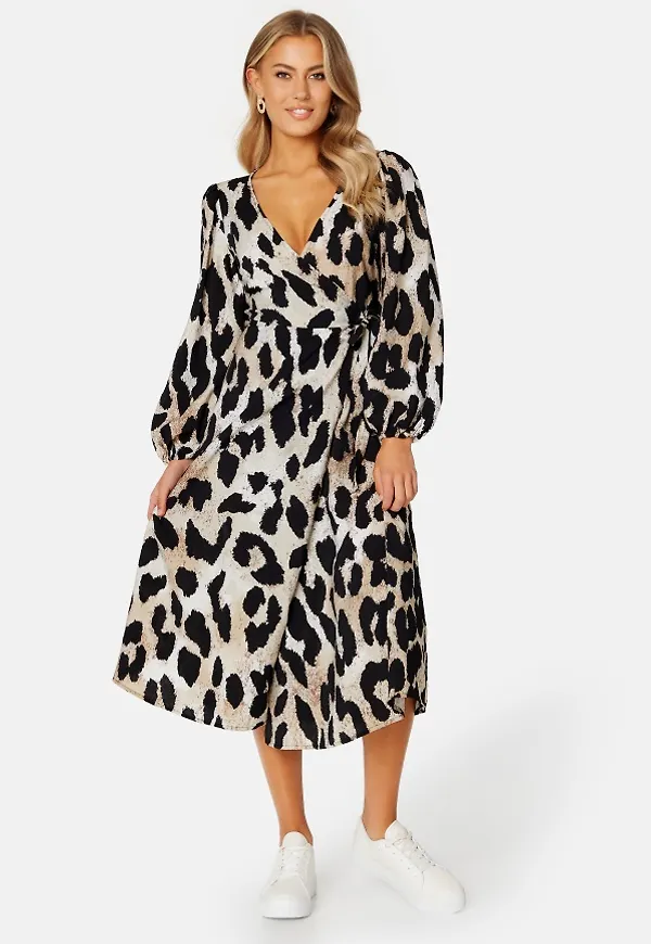 Object Collectors Item Leonora Wrap Midi Dress Sandshell AOP:Big le 38