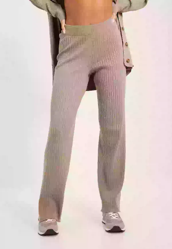 Object Collectors Item Objnoelle Knit Pants Noos Mjukisbyxor Fossil Melange