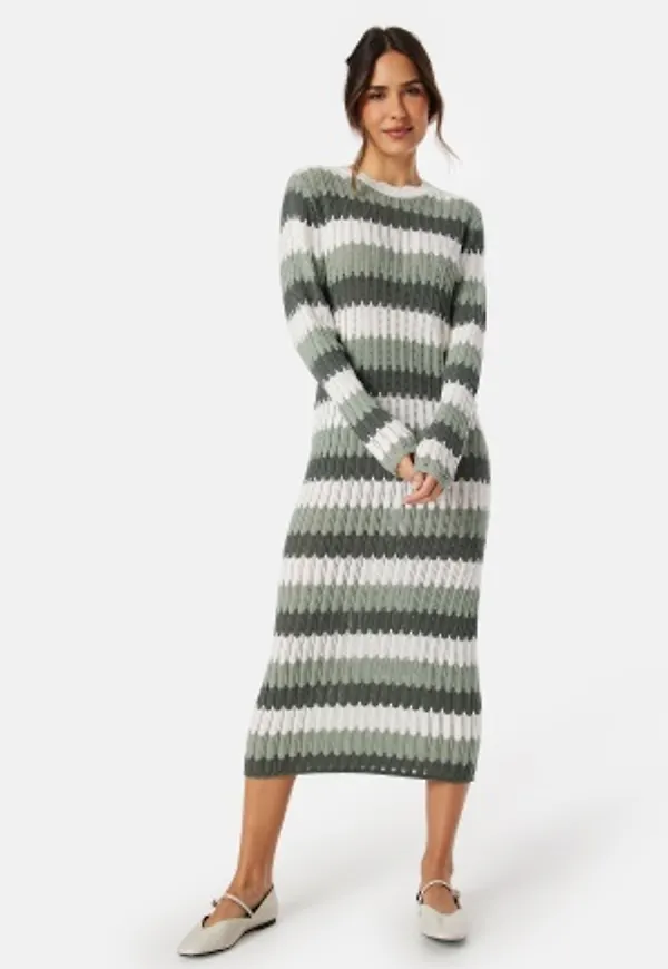Object Collectors Item Objwasi L/S O-neck knit dress Cloud Dancer Stripes XS