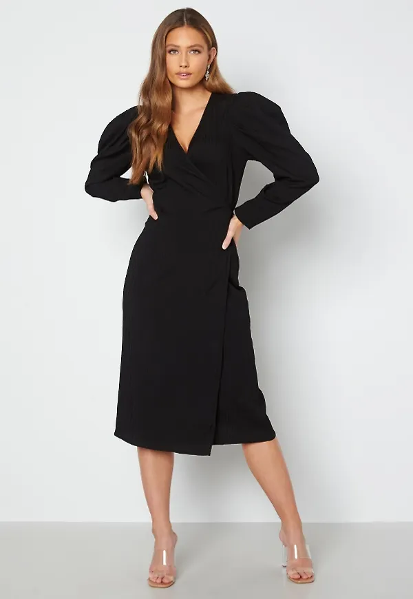 Object Collectors Item Olive L/S Wrap Dress Black 34