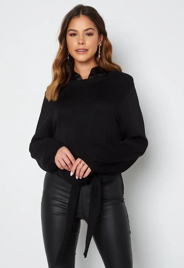 Object Collectors Item Puffer S/S Knit Pullover Black L