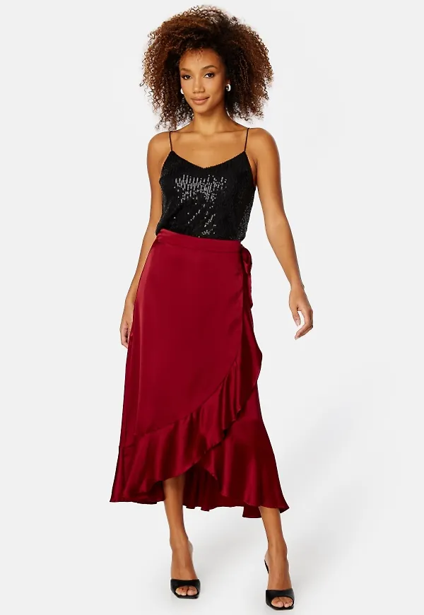 Object Collectors Item Sateen Wrap Skirt A Fair Red Dahlia 40