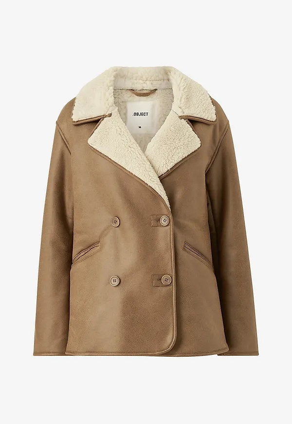 Beige teddyjacka från Object 2026 för dam