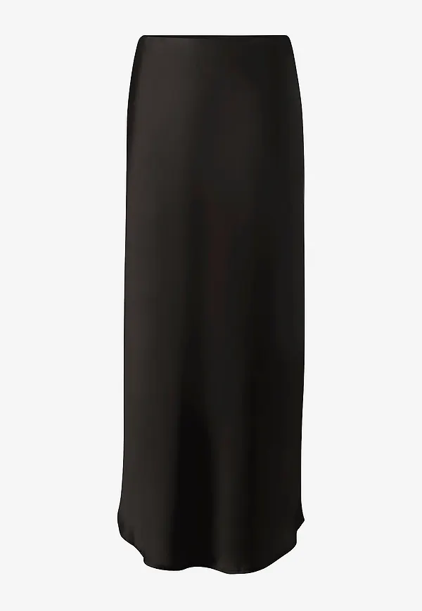 Object - Kjol objSateen MW Ancle Skirt - Svart