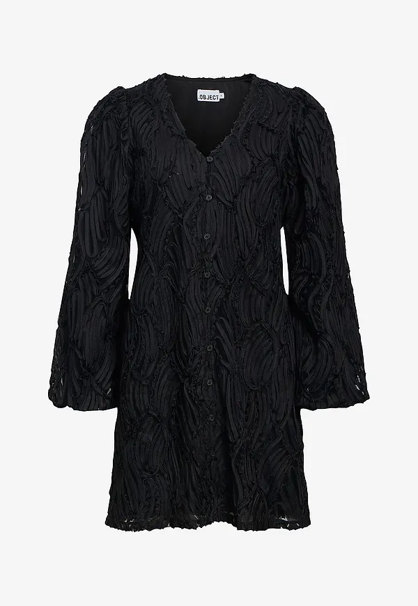 Object - Klänning Objlucie Luka L/S Re Dress 147 Div - Svart