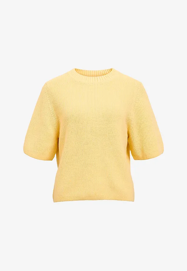 Object - Tröja objFlo S/s RE Knit - Gul