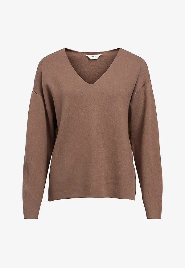 Object - Tröja objReynard V-neck Pullover - Brun