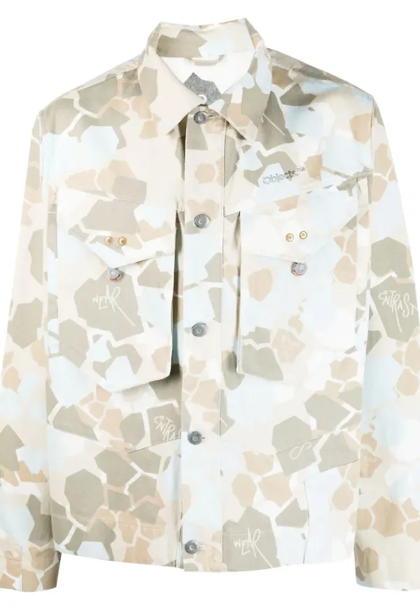 OBJECTS IV LIFE kamouflagemönstrad jeansjacka - Neutral