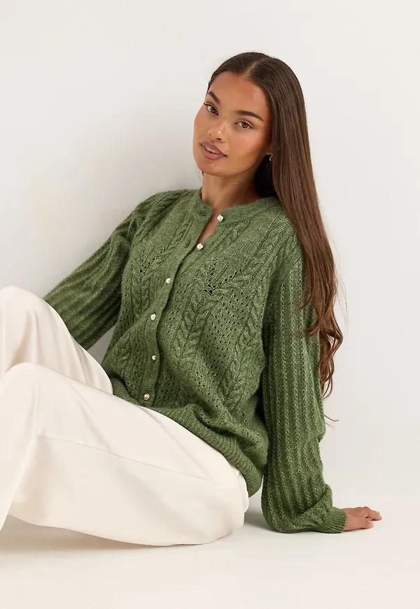 Objflora Re Ls Knit Button Cardigan