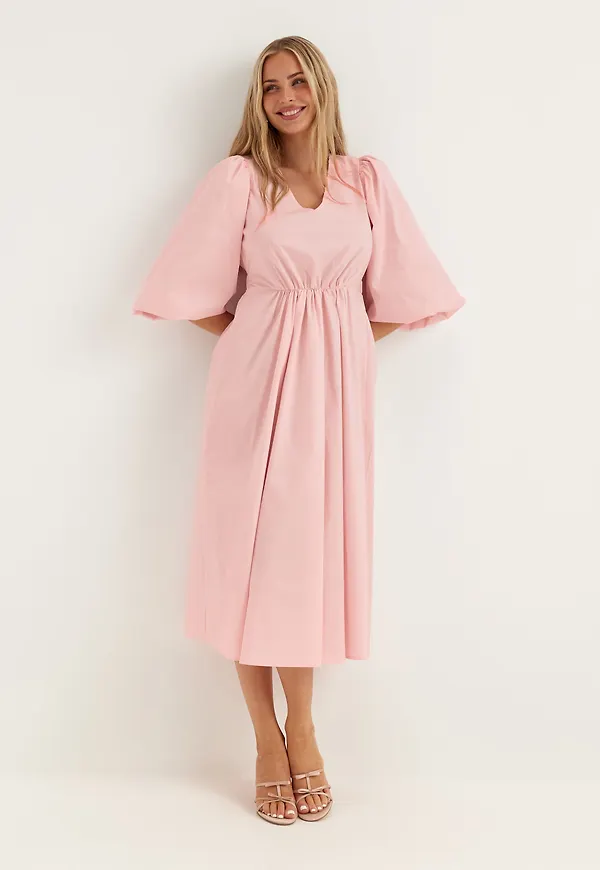 Objpaige 2/4 RE VNECK MIDI DRESS – Bubbleroom