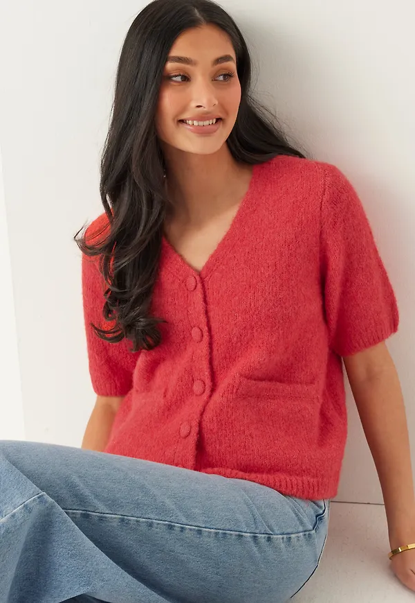 Objsaggia Re Ss V-neck Knit Cardigan