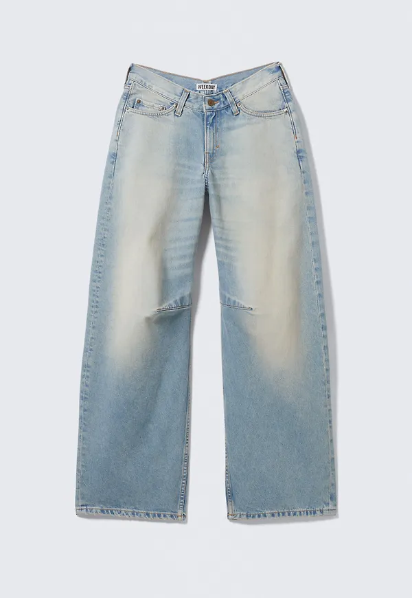 Oblique Low Waist Loose Barrel Jeans