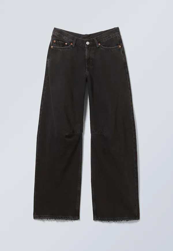 Oblique Low Waist Loose Barrel Jeans