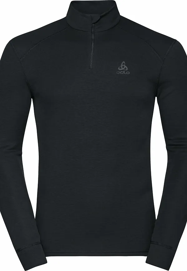 Odlo Men's Active Warm ECO Half-Zip Turtleneck Base Layer Top Black