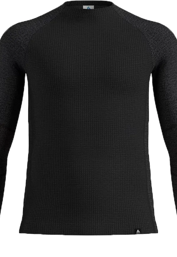Odlo Men's Odlo Seamless Performance Wool Base Layer Top Crew Neck Longsleeve Black