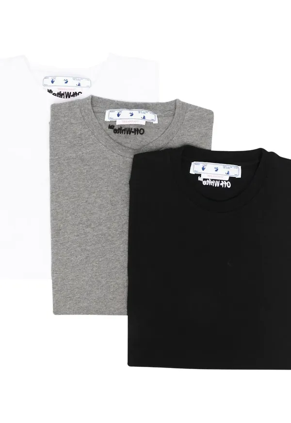 Off-White 3-pack broderade t-shirts - Vit