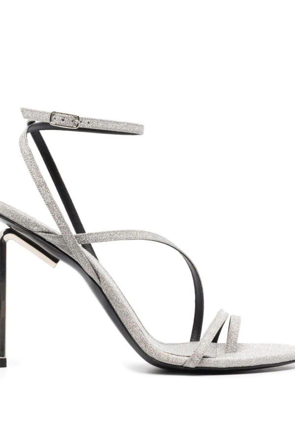 Off-White Allen glittriga lädersandaler - Silverfärgad