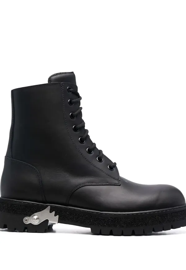 Off-White ankelboots med metallic-detalj - Svart