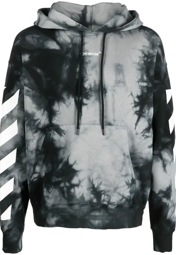 Off-White Arrow batikfärgad hoodie - Grå