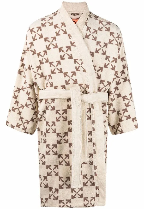 Off-White Arrows-mönstrad morgonrock - Neutral