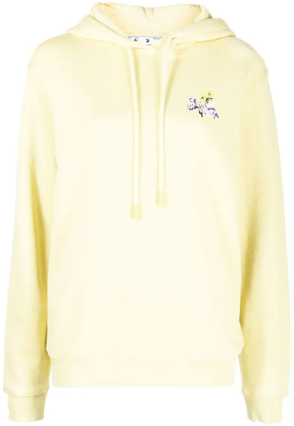 Off-White Arrows blommig hoodie - Gul