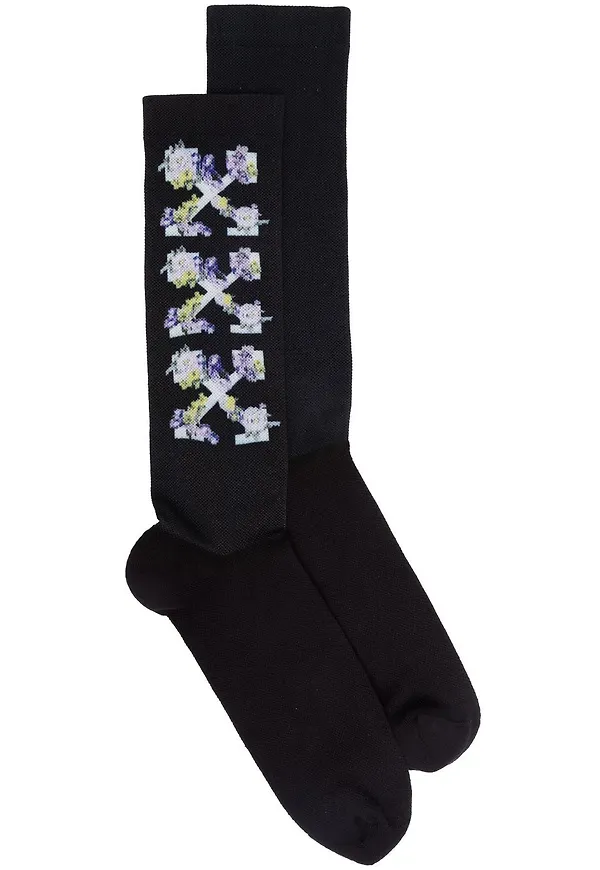 Off-White Arrows blommiga strumpor - Svart