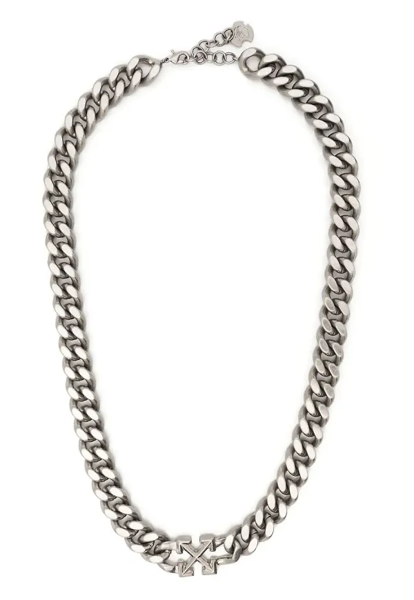 Off-White Arrows halsband med logotyp - Silverfärgad