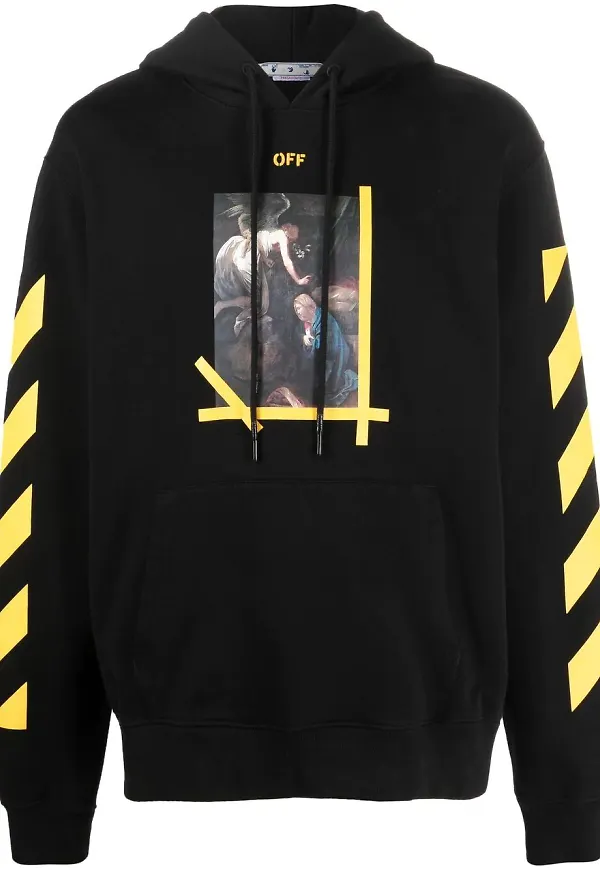 Off-White Arrows hoodie med Caravaggio-tryck - Svart