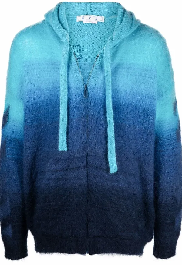 Off-White Arrows hoodie med dragkedja - Blå