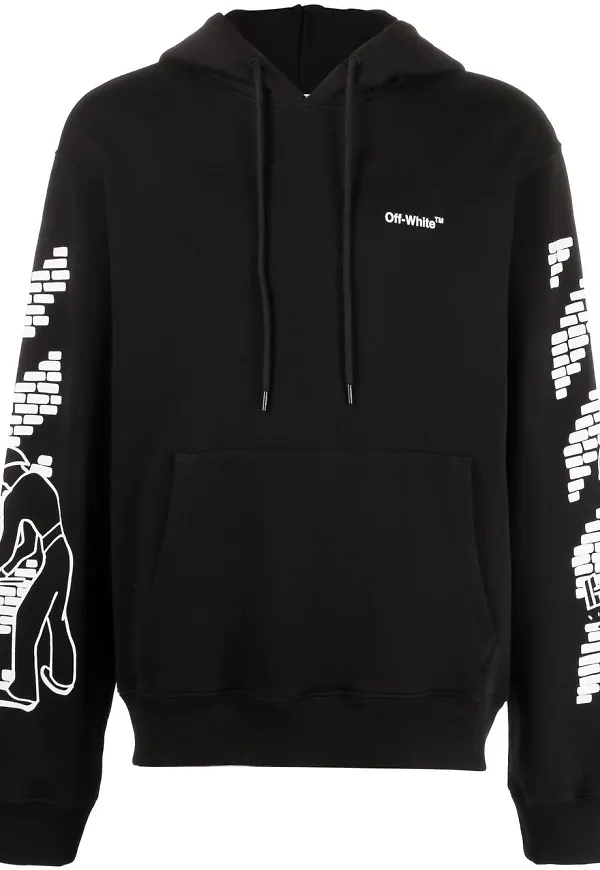 Off-White Arrows hoodie med dragsko - Svart