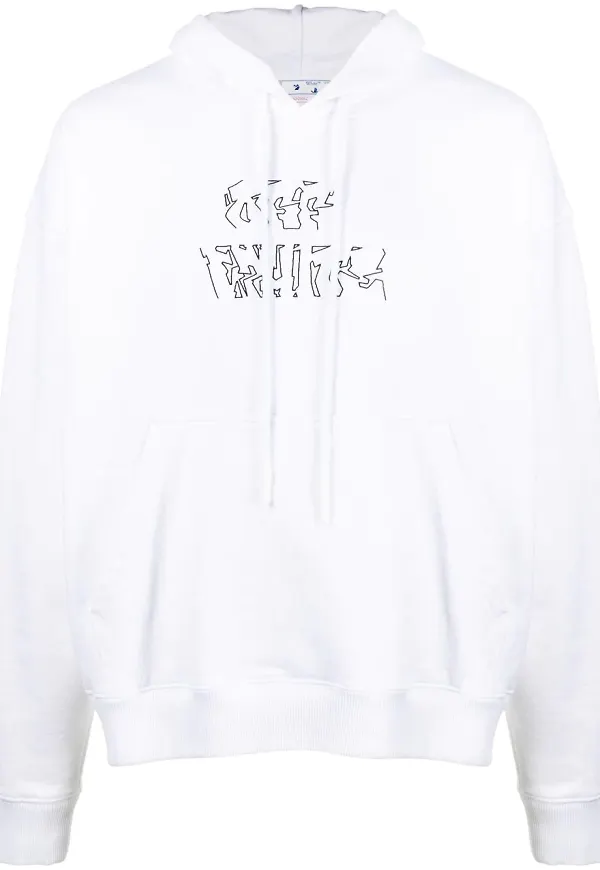 Off-White Arrows hoodie med dragsko - Vit