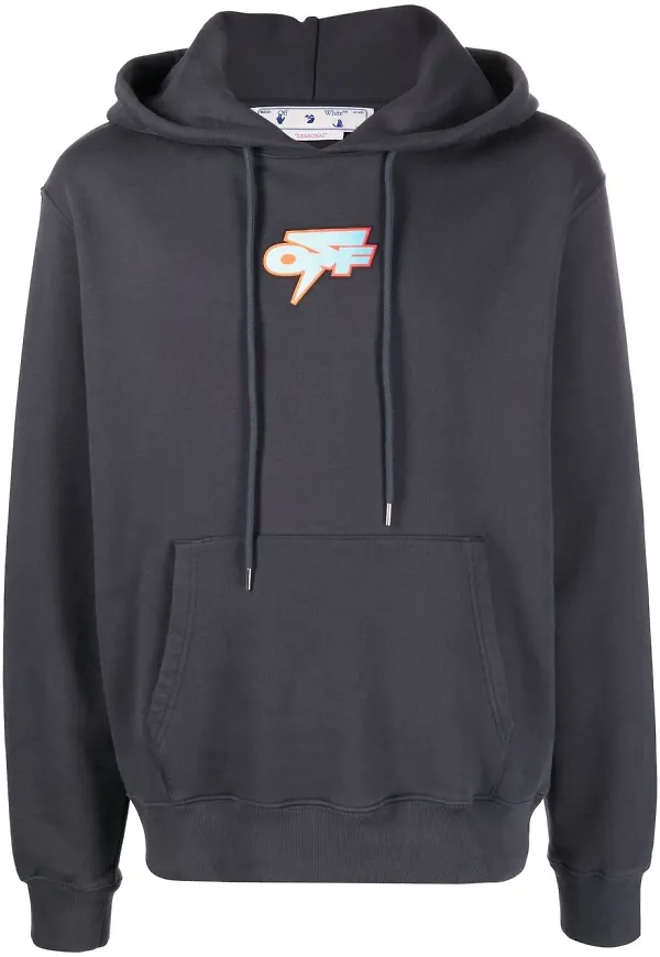 Off-White Arrows hoodie med tryck - Blå