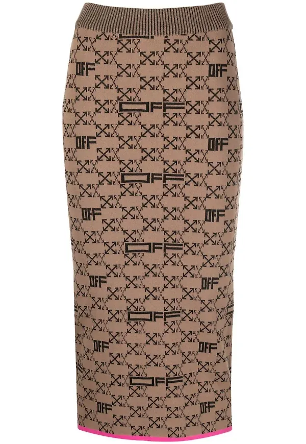 Off-White Arrows intarsiastickad pennkjol - Brun