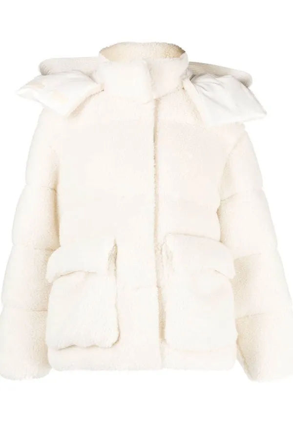 Off-White Arrows puffjacka med fleecetextur - Neutral