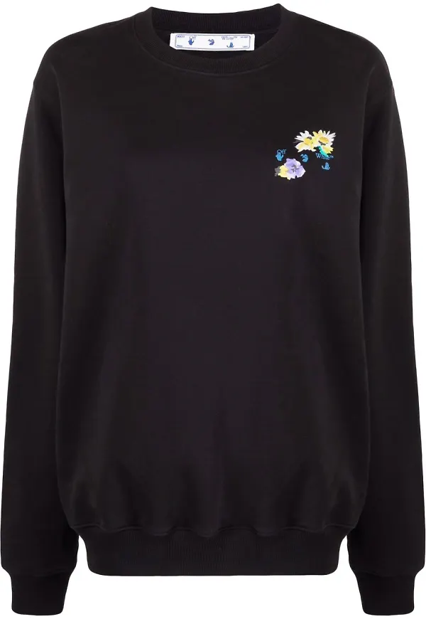 Off-White Arrows rutig blommig sweatshirt - Svart