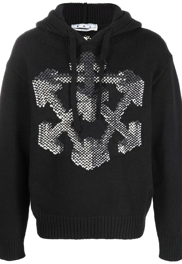 Off-White Arrows stickad hoodie - Svart