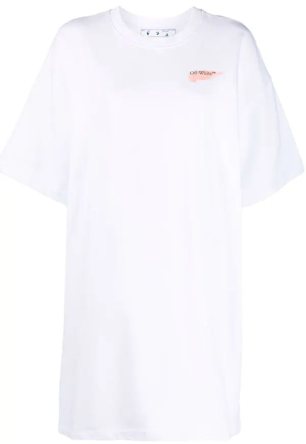 Off-White Arrows t-shirtklänning med tryckknapp - Vit