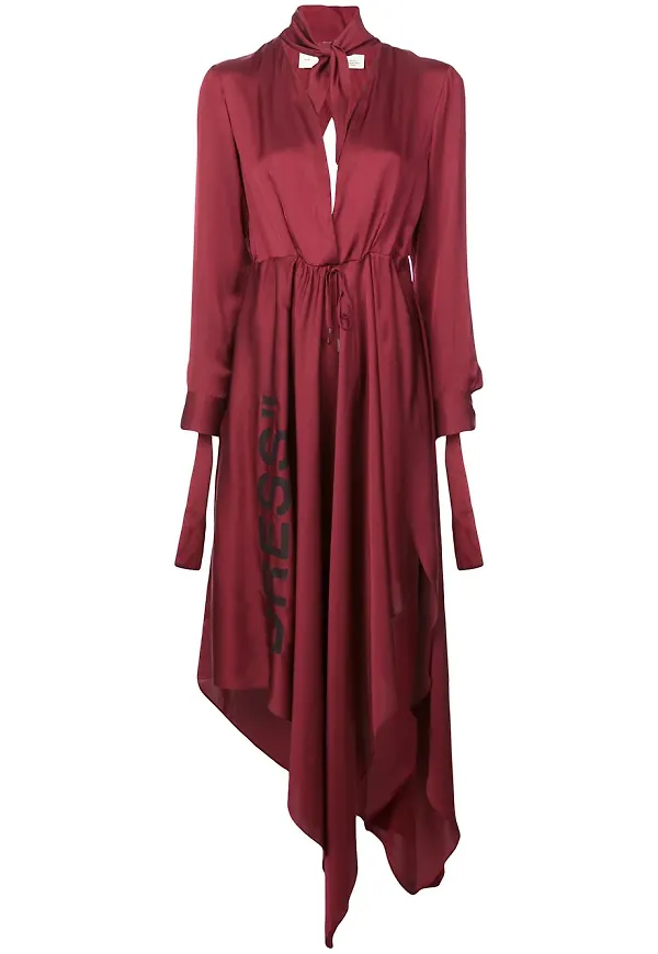 Off-White asymmetric plunge-neck dress - Röd