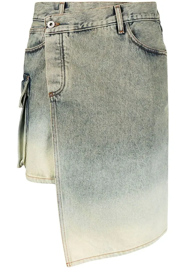 Off-White asymmetrisk jeanskjol - Grön