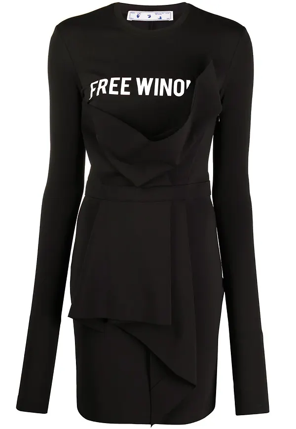 Off-White asymmetrisk klänning med slogan - 1001 BLACK WHITE