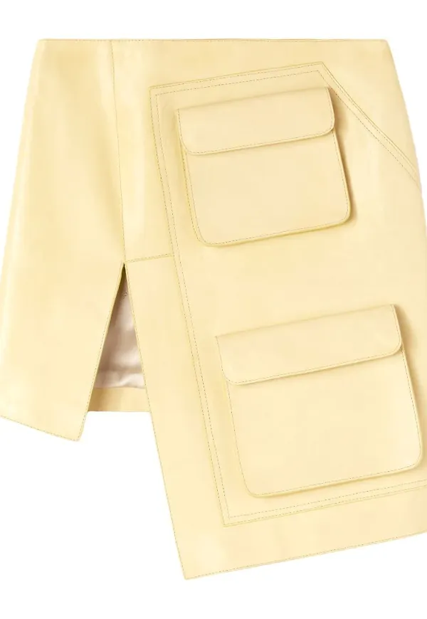 Off-White asymmetrisk skinnkjol med cargoficka - Neutral