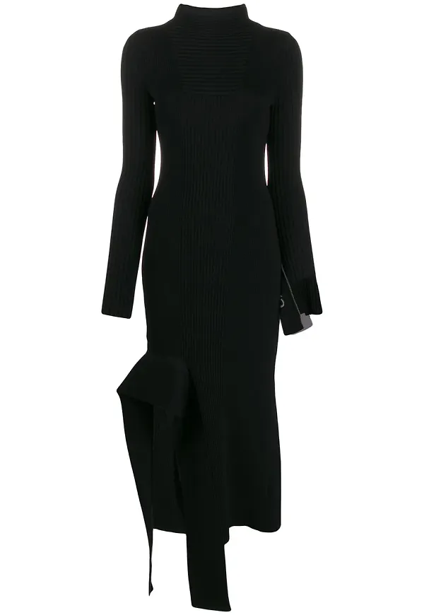 Off-White asymmetrisk stickad poloklänning - Svart