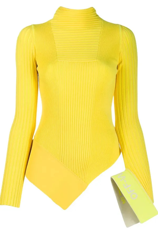Off-White asymmetrisk stickad topp - Gul