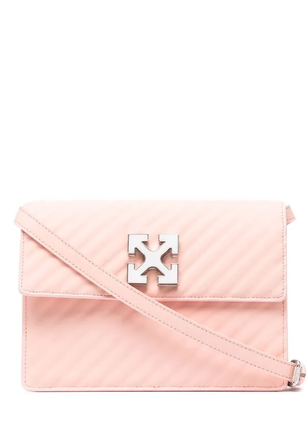 Off-White axelremsväska med diagonala ränder - Rosa