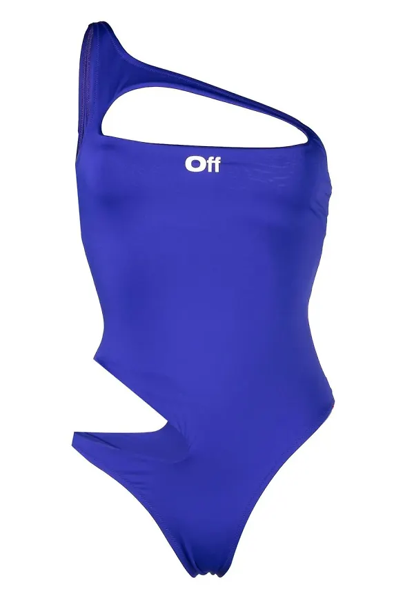 Off-White baddräkt med utsnitt - Blå